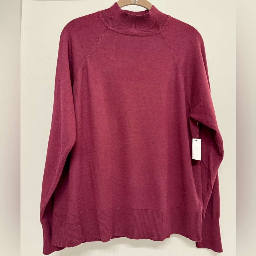 Daily Ritual Burgundy Mock Neck Sweater